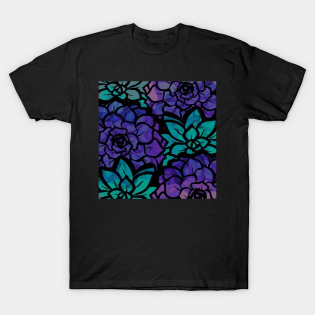 Purple and Teal Petal Punch - Digitally Illustrated Abstract Flower Pattern for Home Decor, Clothing Fabric, Curtains, Bedding, Pillows, Upholstery, Phone Cases and Stationary T-Shirt by cherdoodles